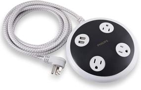 img 4 attached to Philips 3 Outlet 2 USB Surge Protector Orb: Power Hub with 8 ft Braided Extension Cord, Flat Plug, 450 Joules, White (SPP6230WC/37) - Филипс 3 розетки 2 USB с защитой от перенапряжения Orb: источник питания с кабелем на 8 футов, оплетенным, плоским штепселем, 450 Джоулей, белый (SPP6230WC/37)