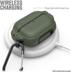 img 2 attached to Catalyst Army Green 330ft Waterproof Full-Body Rugged Case for AirPods 📱 Pro - Ultimate Protection with Secure Locking System, Shockproof & Carabiner Included