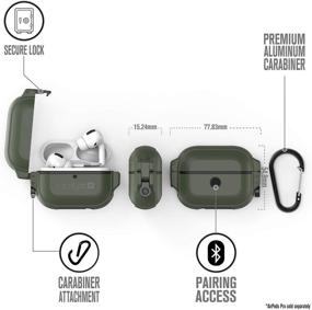 img 1 attached to Catalyst Army Green 330ft Waterproof Full-Body Rugged Case for AirPods 📱 Pro - Ultimate Protection with Secure Locking System, Shockproof & Carabiner Included