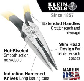 img 3 attached to Klein Tools D203-7 Длинногубцы для стриппинга с боковым режущим краем: индукционно закаленные, более тяжелые и 7 дюймов для увеличения силы резания.