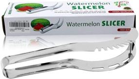 img 4 attached to Silkitch Stainless Steel Watermelon Slicer Knife Corer: Neat Slicing, Clean Design, Robust Construction - Top Quality Guaranteed