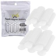🦷 ixo aligner seater жевательные прокладки с ручкой для invisalign выравнивателей, бесподобные, белые - 10 штук с чехлом для хранения. логотип