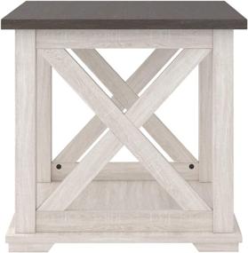 img 1 attached to 🛋 Signature Design by Ashley Dorrinson Square Modern Farmhouse End Table in Two Tone White and Brown