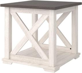 img 4 attached to 🛋 Signature Design by Ashley Dorrinson Square Modern Farmhouse End Table in Two Tone White and Brown