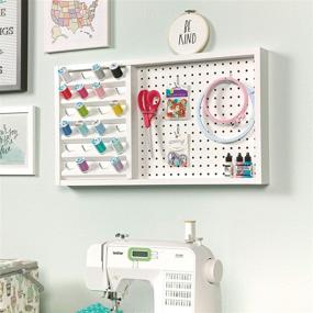 img 3 attached to 🔳 Sauder Craft Pro Series Wall-Mounted Pegboard with Thread Storage - 27.95&#34; Length, 2.52&#34; Width, 15.28&#34; Height - White