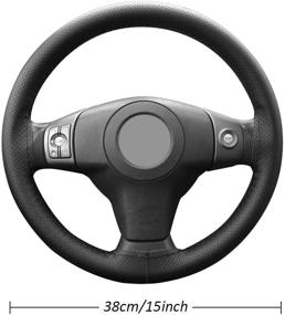 img 3 attached to Onerbuy Universal Leather Car Steering Wheel Wrap - DIY Sewing, Breathable & Anti-Slip, 15-Inch (Black)