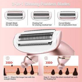 img 1 attached to 2-in-1 Electric Razor for Women: Bikini Trimmer & Shaver, 🌸 Portable Waterproof Hair Remover for Legs, Underarms and More (Rose Gold)