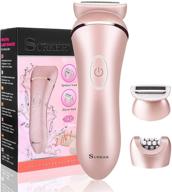 2-in-1 electric razor for women: bikini trimmer & shaver, 🌸 portable waterproof hair remover for legs, underarms and more (rose gold) logo