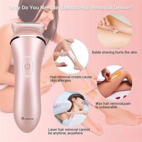 img 3 attached to 2-in-1 Electric Razor for Women: Bikini Trimmer & Shaver, 🌸 Portable Waterproof Hair Remover for Legs, Underarms and More (Rose Gold)
