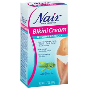 img 2 attached to 🌸 Nair Hair Remover Bikini Cream Sensitive Formula - Pink, Green tea: Gentle Hair Removal, 1.7 Oz