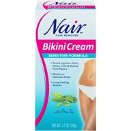 🌸 nair hair remover bikini cream sensitive formula - pink, green tea: gentle hair removal, 1.7 oz logo