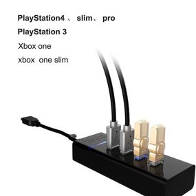 img 3 attached to 🎮 SUNKY PS4/PS4 Slim/PS4 Pro USB Hub - 4-портовый USB хаб для Sony Playstation/PS3/PS4 Pro/Xbox One/Laptop PC - Высокоскоростной разветвительный зарядный адаптер для контроллера