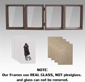 img 3 attached to 🖼️ Beveled Wood Brown 5x7 Hinged Picture Frames with Real Glass - Ideal Family Lover Gift, Featuring 4 Vertical Openings