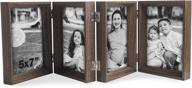 🖼️ beveled wood brown 5x7 hinged picture frames with real glass - ideal family lover gift, featuring 4 vertical openings логотип