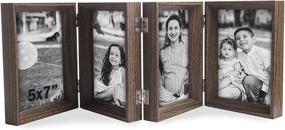 img 4 attached to 🖼️ Beveled Wood Brown 5x7 Hinged Picture Frames with Real Glass - Ideal Family Lover Gift, Featuring 4 Vertical Openings