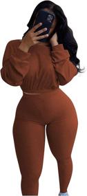 img 3 attached to Stay Chic and Comfy: Women's Ribbed 2 Piece Outfits, Featuring Long Sleeve Crop Top and Skinny Long Pants Sweatsuits Set Tracksuit