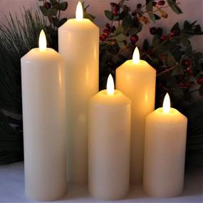 img 1 attached to 🕯️ Set of 5 LED Flameless Pillar Candles with Timer, Battery Operated for Home Decor and Christmas Decorations - by LED Lytes