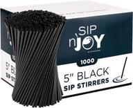 ☕️ 1000 coffee stirrer sticks: disposable black plastic bar accessories for drinks, coffee straws or cocktail mixers - 5-inch, pack of 1 logo