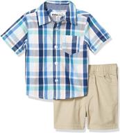 👦 boys' clothing sets - plaid shorts by kids headquarters, perfect for all seasons logo