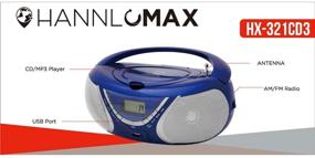 img 2 attached to 🔵 HANNLOMAX HX-321CD3: Portable Boombox with CD/MP3, Bluetooth & USB Port for MP3 Playback (Blue)