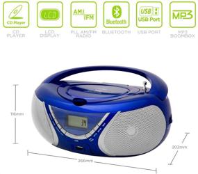 img 3 attached to 🔵 HANNLOMAX HX-321CD3: Portable Boombox with CD/MP3, Bluetooth & USB Port for MP3 Playback (Blue)