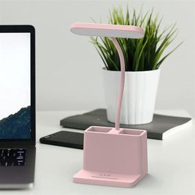 img 3 attached to 💖 AXX Pink Desk Lamp for Girls and Women - Cute LED Table Lamp for Bedroom Reading, Small and Adjustable - Rechargeable, Battery Operated, Ideal Study Desk Lamp for College Dorm Room or Home Decor