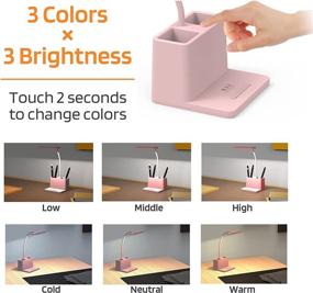 img 2 attached to 💖 AXX Pink Desk Lamp for Girls and Women - Cute LED Table Lamp for Bedroom Reading, Small and Adjustable - Rechargeable, Battery Operated, Ideal Study Desk Lamp for College Dorm Room or Home Decor