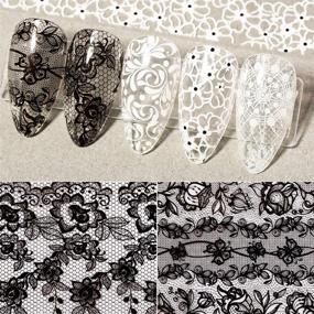 img 3 attached to 💅 10 Rolls Nail Foil Transfer Stickers: Lace, Black/White, Laser, Retro, Holographic - Nail Art Supplies for Acrylic Decorations, DIY Nail Arts, Manicure Charms