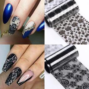 img 1 attached to 💅 10 Rolls Nail Foil Transfer Stickers: Lace, Black/White, Laser, Retro, Holographic - Nail Art Supplies for Acrylic Decorations, DIY Nail Arts, Manicure Charms