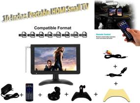 img 3 attached to 📺 Acogedor 10 inch Portable HDMI Small TV - ATSC Car Digital TV with FM Radio, USB/SD/VGA/MMC Slot, 1080P Stereo Tuner & Rechargeable Battery