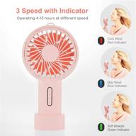 🍑 ipow mini handheld fan - personal, portable, 3-speed, adjustable angle, removable base, lanyard, usb rechargeable, battery operated, small desk cooling face fan - ideal for home, camping, disney, travel - peach pink logo