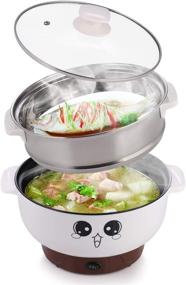 img 3 attached to 🍲 FanCheng Electric Food Steamer: 4-in-1 Multifunction Cooker for Rice, Soup, Hotpot & More, Non-Stick Stainless Steel Grill Pot with Lid