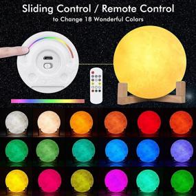 img 3 attached to 🌕 Upgraded 6.0 Inch Moon Lamp for Kids' Room - 2021 Wall-mounted Night Light with 18 Colors, Sliding/Remote Control, Unique Stand, Timing, USB Rechargeable - Decorative Moon Wall Light, Ideal Gift