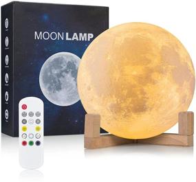 img 4 attached to 🌕 Upgraded 6.0 Inch Moon Lamp for Kids' Room - 2021 Wall-mounted Night Light with 18 Colors, Sliding/Remote Control, Unique Stand, Timing, USB Rechargeable - Decorative Moon Wall Light, Ideal Gift