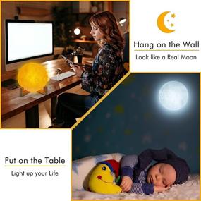 img 2 attached to 🌕 Upgraded 6.0 Inch Moon Lamp for Kids' Room - 2021 Wall-mounted Night Light with 18 Colors, Sliding/Remote Control, Unique Stand, Timing, USB Rechargeable - Decorative Moon Wall Light, Ideal Gift