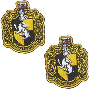 img 4 attached to 🦡 Set of 2 Harry Potter Hufflepuff House Crest Patches, Full Color Applique with Hook and Loop Backing, 3.94"x3.15", Ideal for Coats, Jackets, Gear, Caps, Hats, and Backpacks