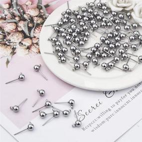 img 1 attached to 👌 Premium Quality Tongcloud 100pcs Hypoallergenic Stainless Steel Stud Earrings - 5mm Silver Ball Post with Loops for Earring Making