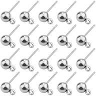 👌 premium quality tongcloud 100pcs hypoallergenic stainless steel stud earrings - 5mm silver ball post with loops for earring making logo