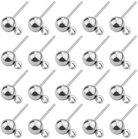 img 4 attached to 👌 Premium Quality Tongcloud 100pcs Hypoallergenic Stainless Steel Stud Earrings - 5mm Silver Ball Post with Loops for Earring Making