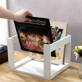 img 3 attached to 📦 MyGift Vintage White Wood LP/Vinyl Record Storage: Stylish Open Crate Box Display