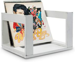 img 4 attached to 📦 MyGift Vintage White Wood LP/Vinyl Record Storage: Stylish Open Crate Box Display