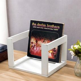 img 1 attached to 📦 MyGift Vintage White Wood LP/Vinyl Record Storage: Stylish Open Crate Box Display