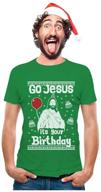 get festive with tstars go jesus it's your birthday sweater style ugly christmas men's long sleeve shirt логотип