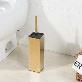 img 3 attached to 🚽 BGL Freestanding Solid Stainless Steel 304 Toilet Bowl Brush and Holder - Efficient Bathroom Storage and Organization Solution for Space Saving, Sturdy and Deep Cleaning with Covered Brush (Gold)