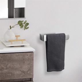 img 1 attached to NearMoon Brushed Nickel Hand Towel Holder/Ring - Strong Hold Self Adhesive Bathroom Towel Bar, Thicken Stainless Steel Rack, Contemporary Style - NO Drilling!