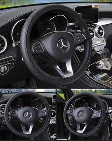 img 3 attached to 🚗 Повысьте комфорт и стиль с универсальным чехлом на руль Wandi - премиум микрофибра кожа, 15 дюймов, в стильном черном цвете.
