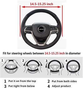 img 1 attached to 🚗 Повысьте комфорт и стиль с универсальным чехлом на руль Wandi - премиум микрофибра кожа, 15 дюймов, в стильном черном цвете.
