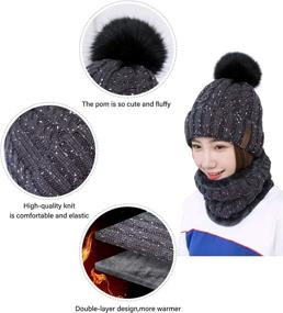 img 2 attached to 🧣 IYEBRAO Women's Winter Knit Beanie Hat Scarf Set: Slouchy, Thick & Warm with Pom