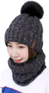 🧣 iyebrao women's winter knit beanie hat scarf set: slouchy, thick & warm with pom logo