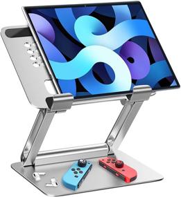 img 4 attached to 📱 Portable Aluminum iPad Stand – Adjustable Foldable Tablet Holder for Desk – Compatible with iPad Pro 9.7, 10.5, 12.9, Mini, Air, Microsoft Surface, Samsung Galaxy, Kindle Fire – Siliver [4-13 inch]